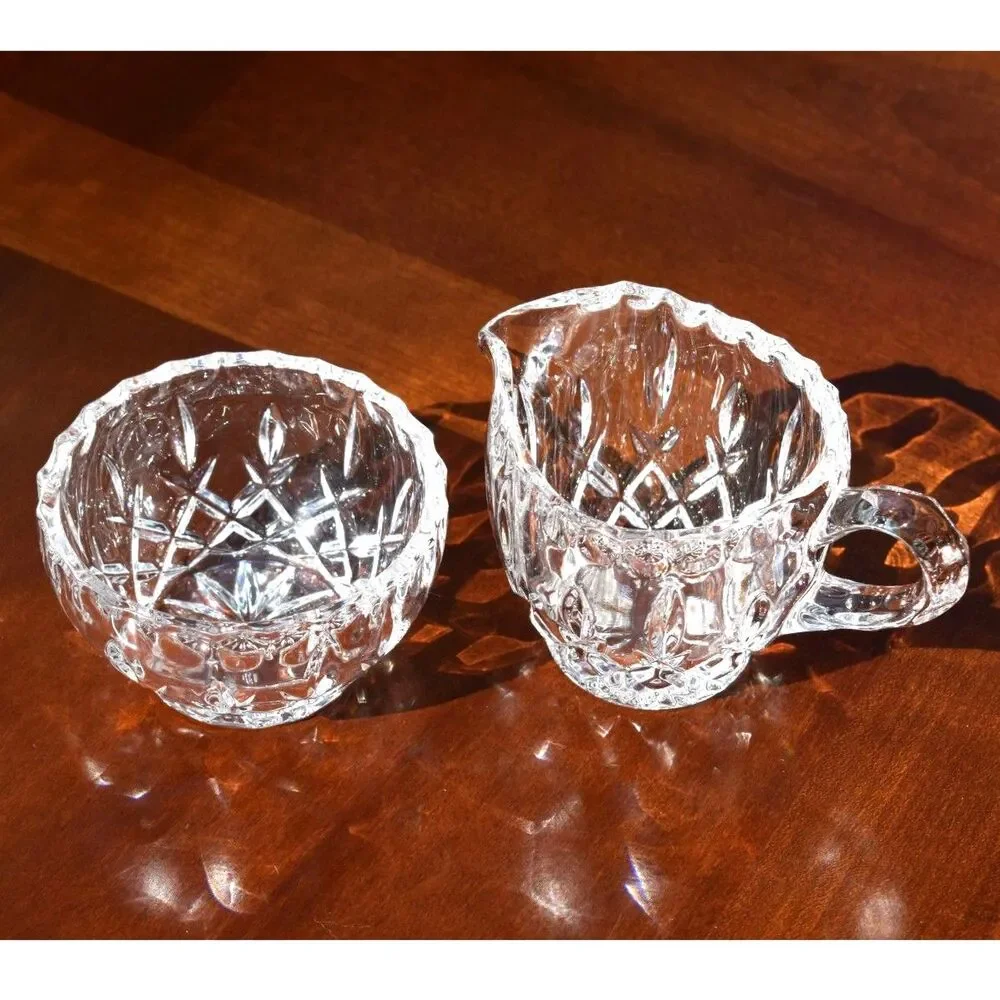 Montpellier Kristal Zajecar 24% Lead Crystal Sugar Bowl & Creamer Set
